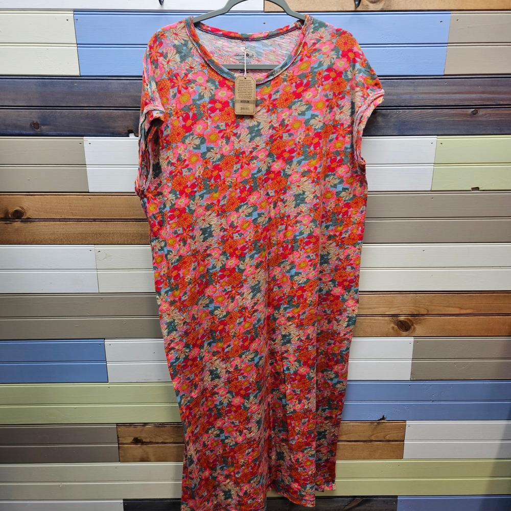 Natural Life Floral Cotton Maxi Dress Pink Orange Blue LHDRS002042 Womens Medium